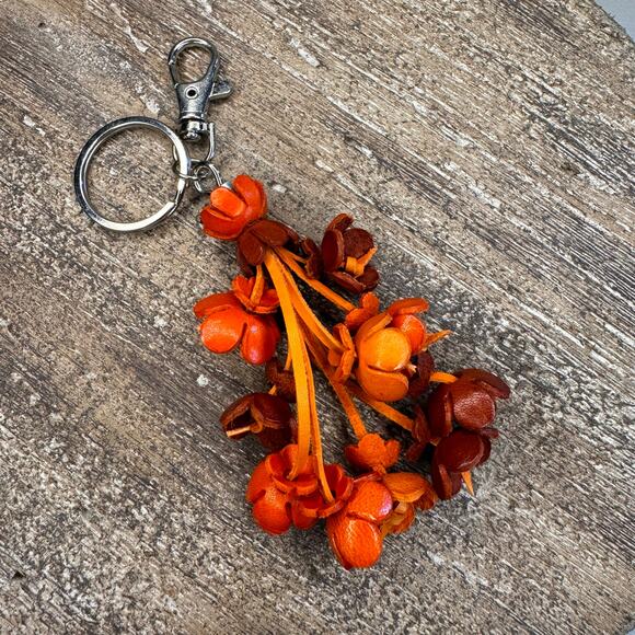 Leather Flower Purse Charm Genuine Leather Bag Charm NEW FAST SHIP - Picture 3 of 6